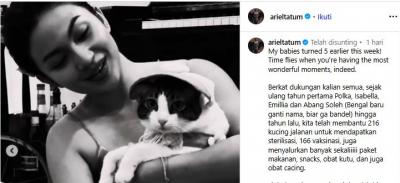 Ariel Tatum Tumpengan Rayakan Ulang Tahun Anak-Anak Kucingnya, Netizen Kagum –